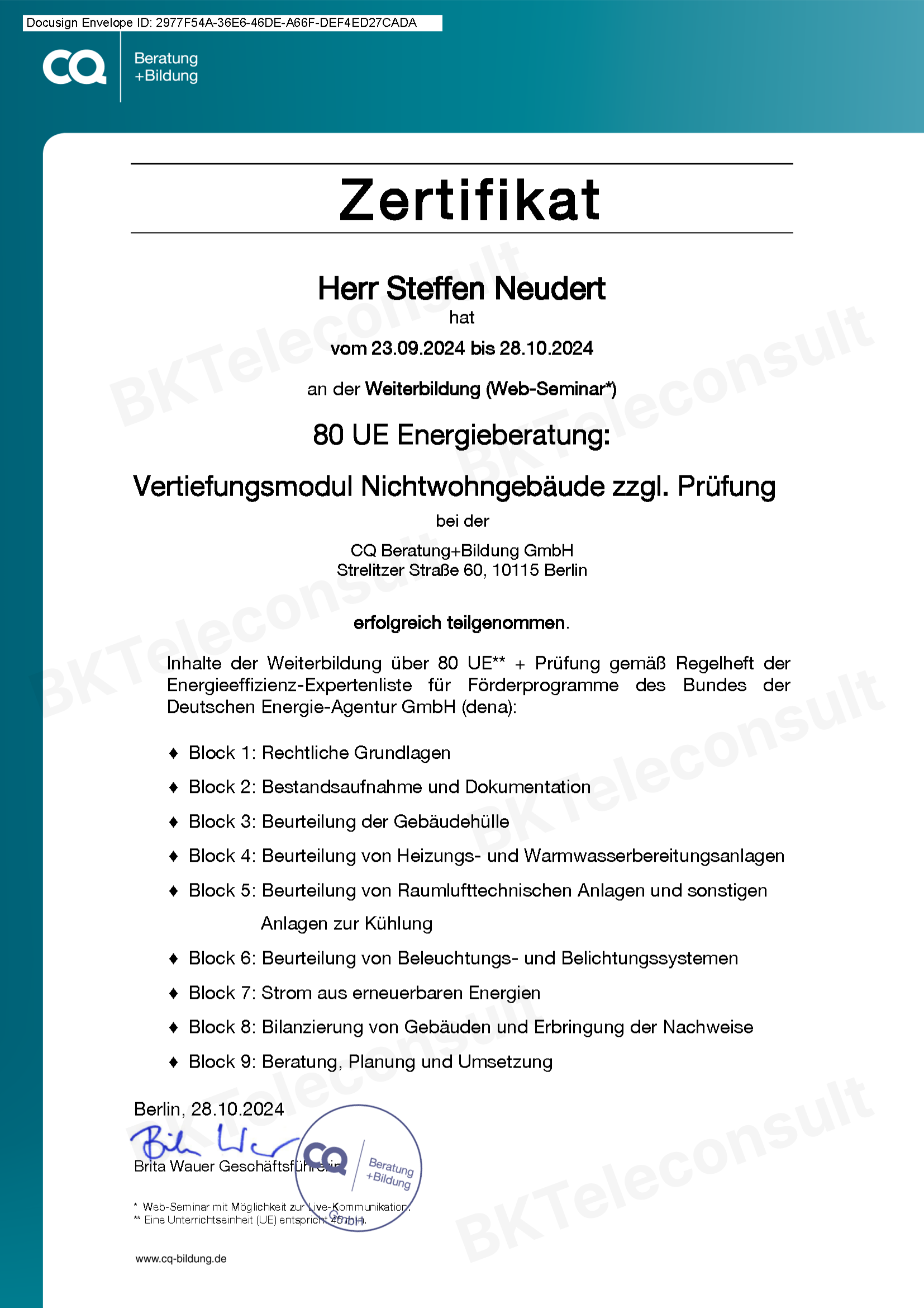 Zertifikat 80UE-Energieberatung
