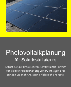 Informationsflyer Photovoltaikplanung für Sollarinstallateure